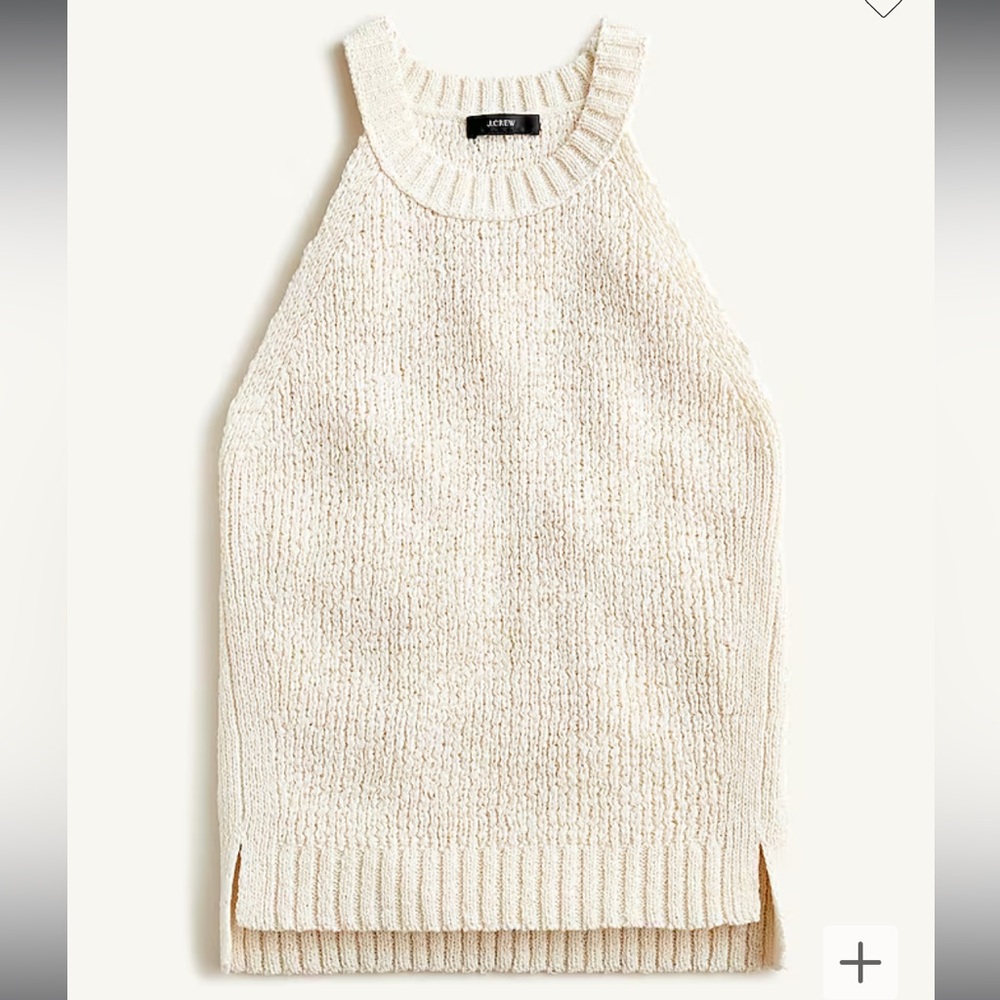 JCrew High Neck Sweater Tank Size XS Navy and Antique White